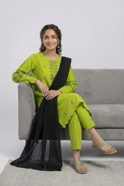 The Emerald Linen Embroidered Suit