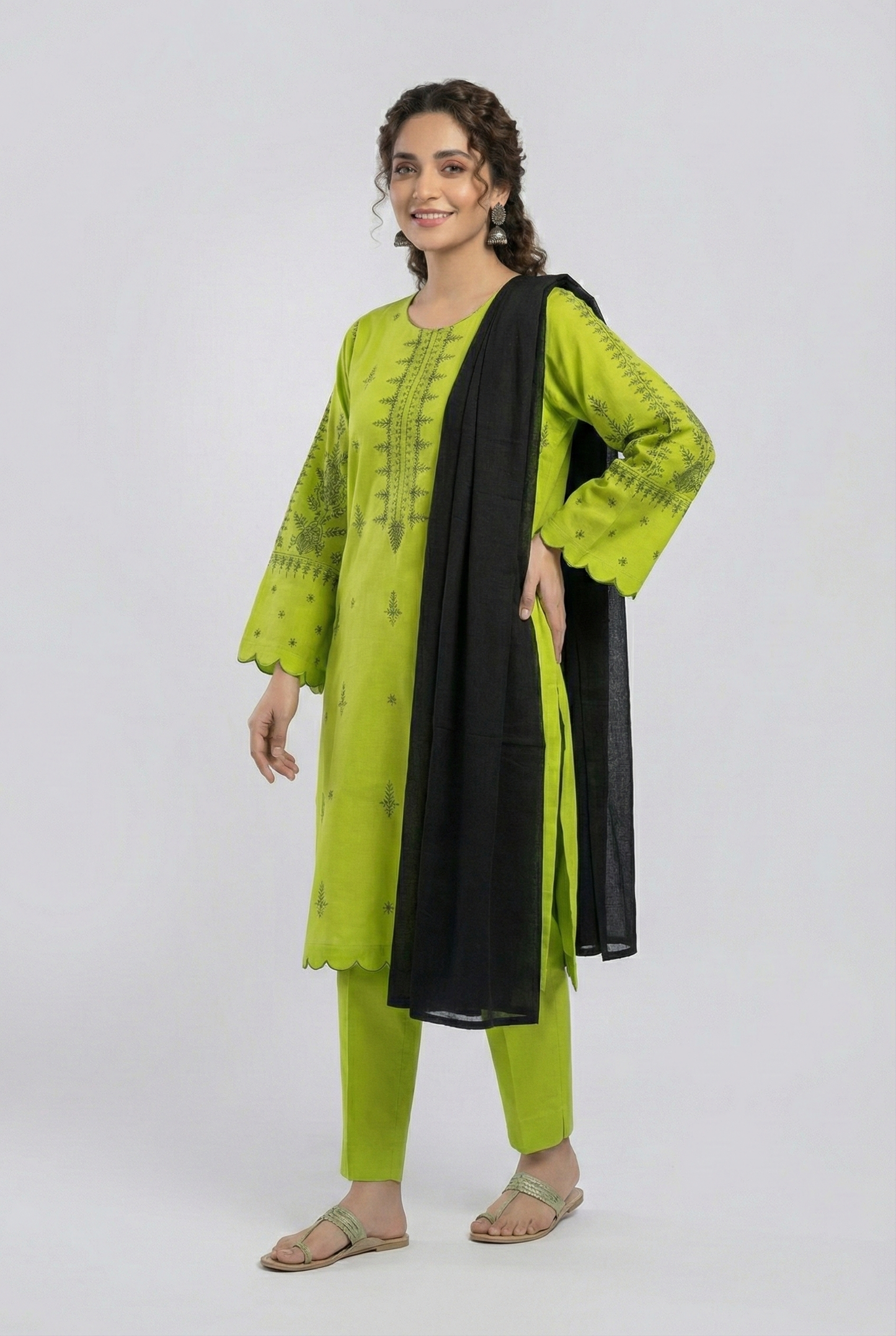 The Emerald Linen Embroidered Suit