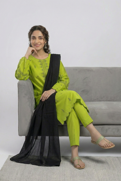 The Emerald Linen Embroidered Suit